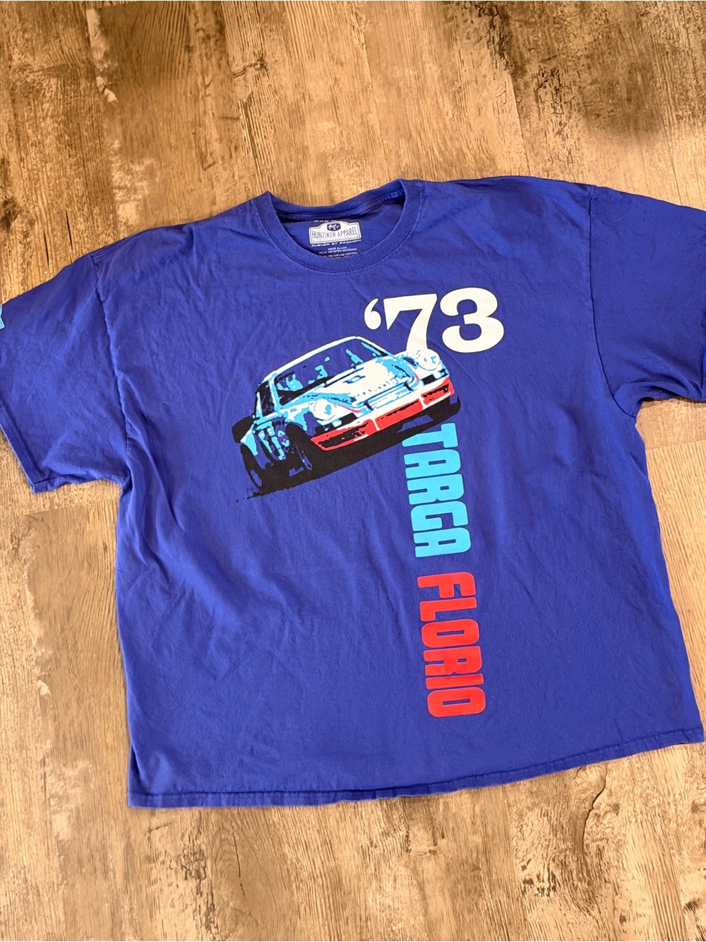 Hunziker Apparel XXXLarge Blue T Shirt Targa Florio 73 Racing Car Automotive Tee